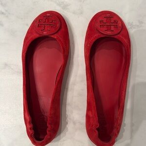Tory Burch Women’s Suede Red Ballet Flats